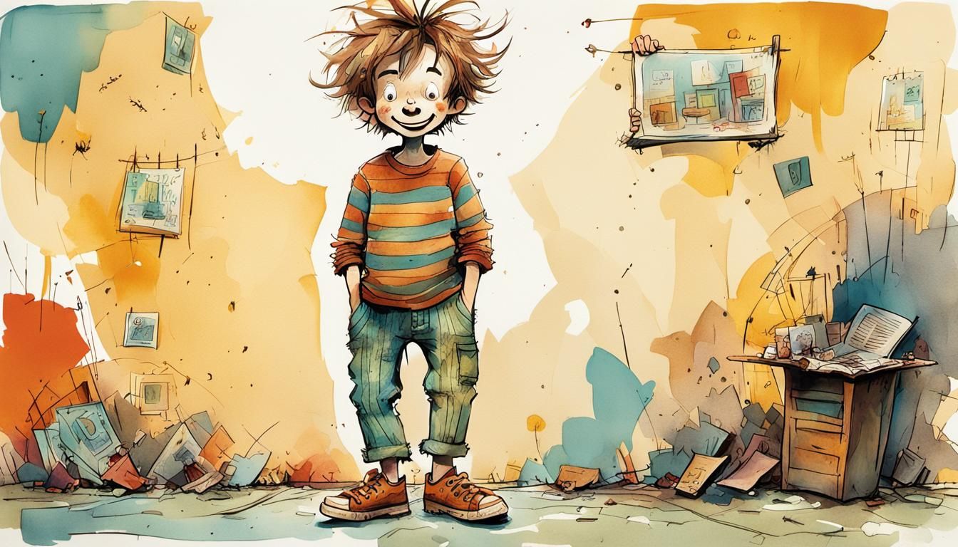 Naughty Boy Illustration in Quentin Blake Style