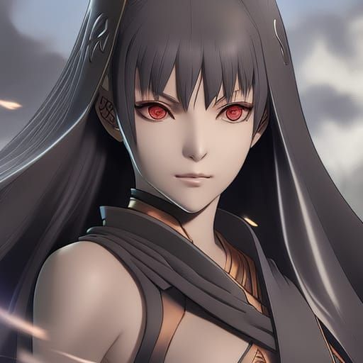 Hinata Naruto Ink Drawing in Anime Style