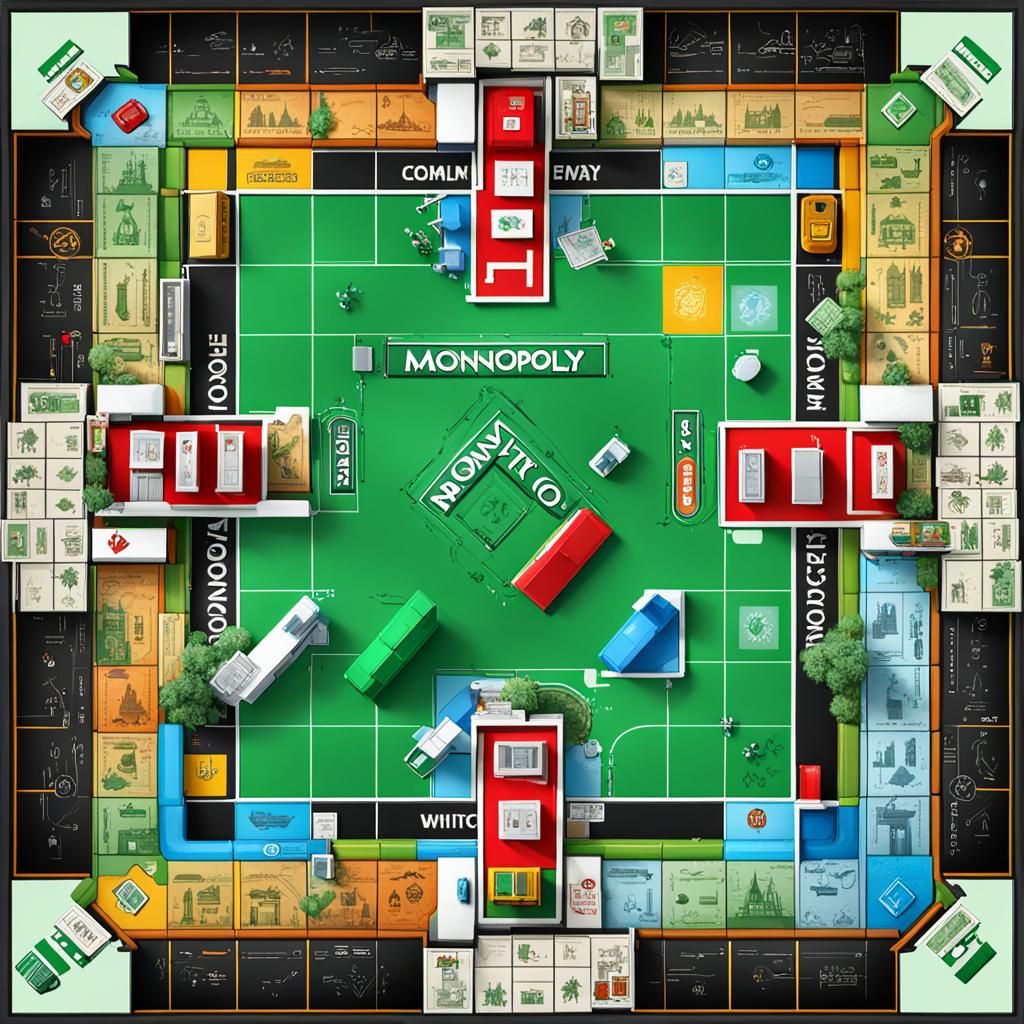 Monopoly with the game board companies being Twitter, Facebook, Microsoft, OpenAI, Nividia, Alphabet, Amazon, Apple, ev ...