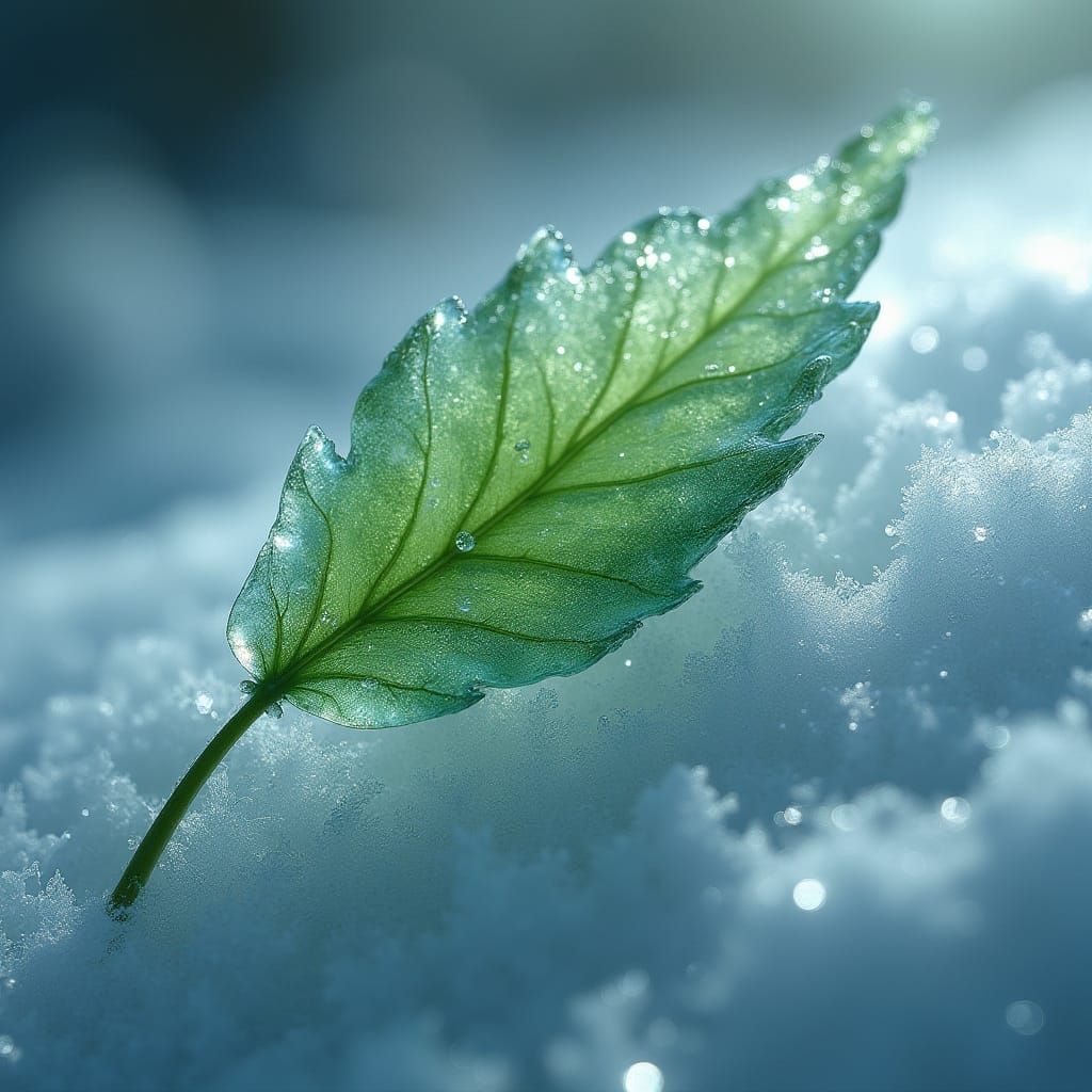 Frozen Emerald Leaf in Crystal Matrix