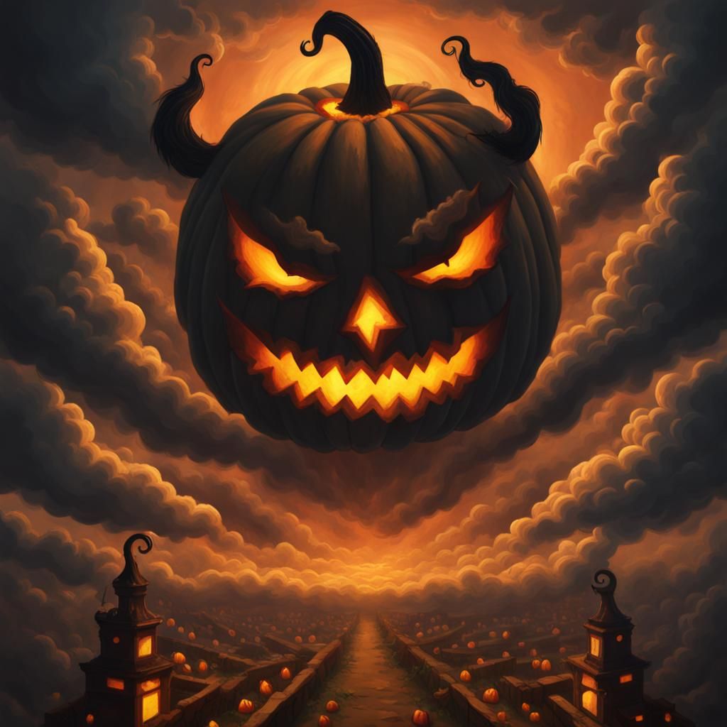 Demonic Pumpkin King in Cloudy Darkness