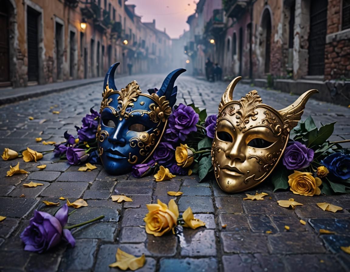 Abandoned Venetian Masks in a Deserted City