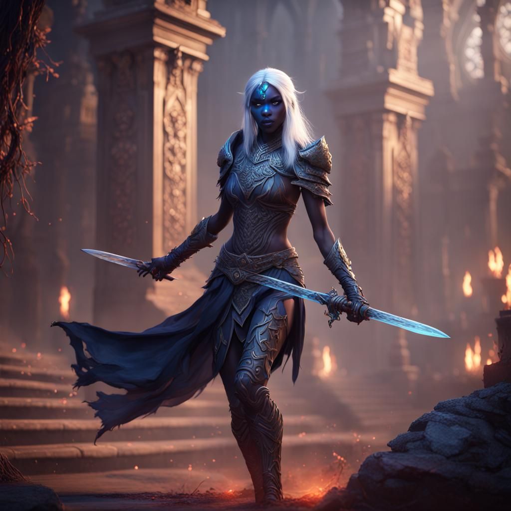 Drow Sword Dancer Ritual in Detailed Matte Painting
