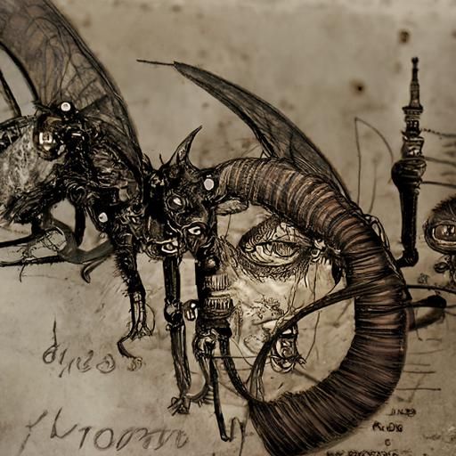 Steampunk Demon Sketch in Mixed Media