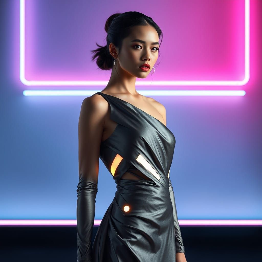 Luxurious, High-Fashion Portrait in Metallic Haute Couture