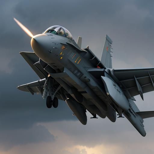 F-14 Tomcat Takes Off in Stormy Sunset