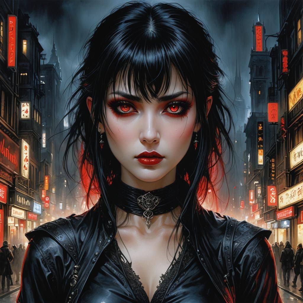 Gothic Girl Portrait by Luis Royo