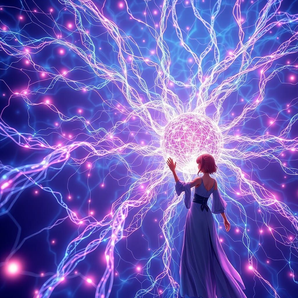 Futuristic Mycelium Network Connecting Digital Spheres