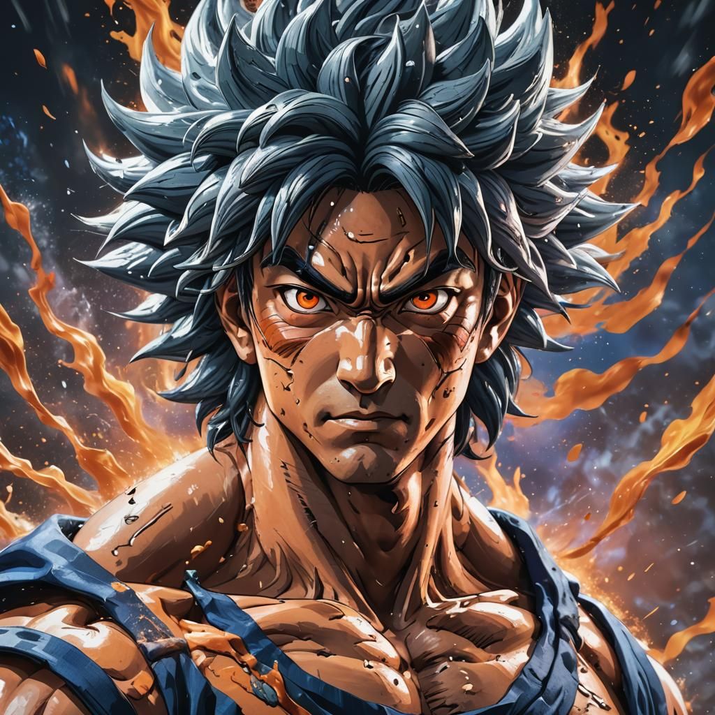 Ultra Instinct Yamcha in Hyperrealistic Splash Art