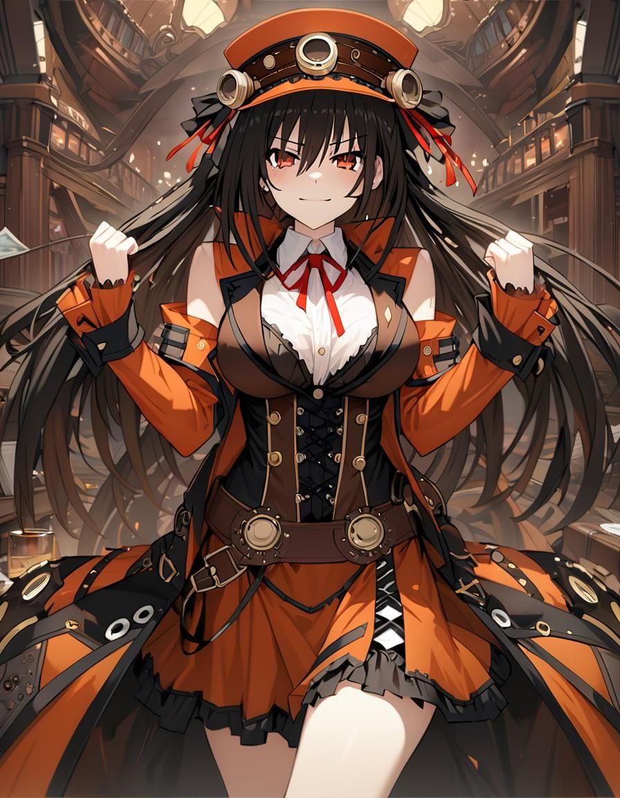 Steampunk Spy Girl Illustration in Anime Style