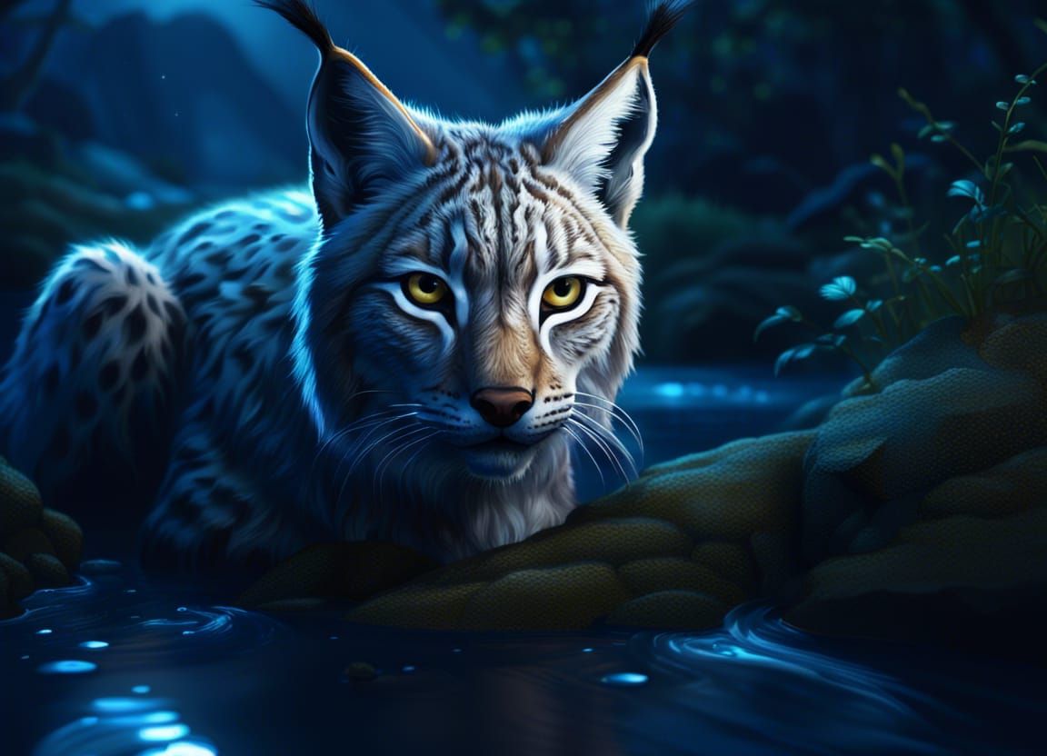 Magical Lynx Portrait in Dark Fantasy Style