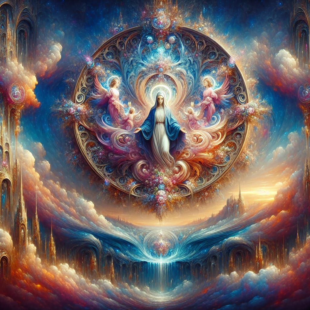 Blessed Virgin Mary: Fantastical Matte Painting in 8K