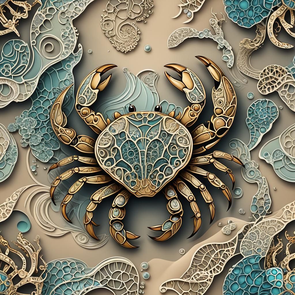 Abstract Beach Crab Vector Logo Design