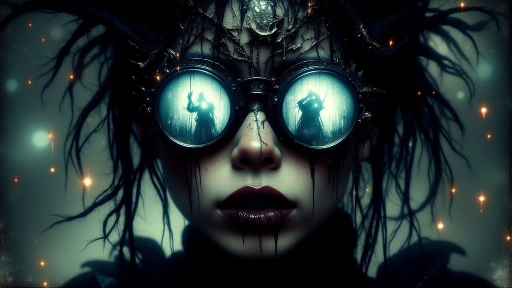 Mystical Glasses Reveal Demons in Gothic Horror Scene
