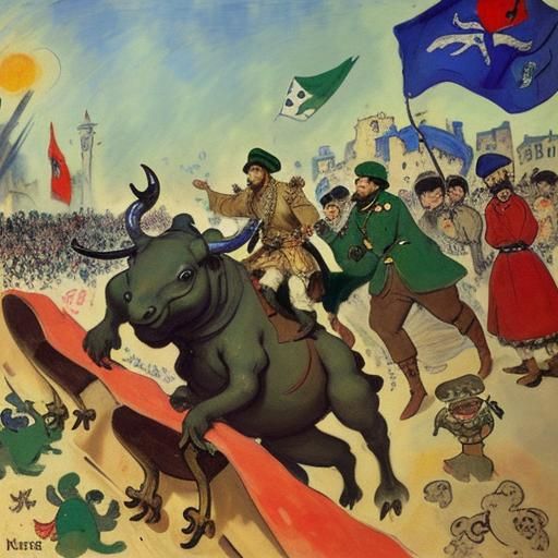 Frog Observes Battle in Early 20th-Century Style