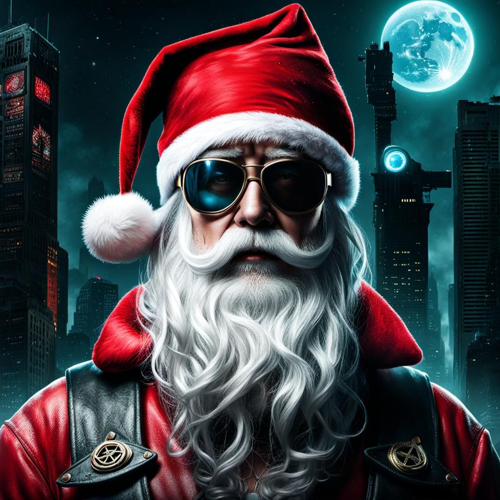 Post-Apocalyptic Santa Claus: Cyberpunk Album Cover Art