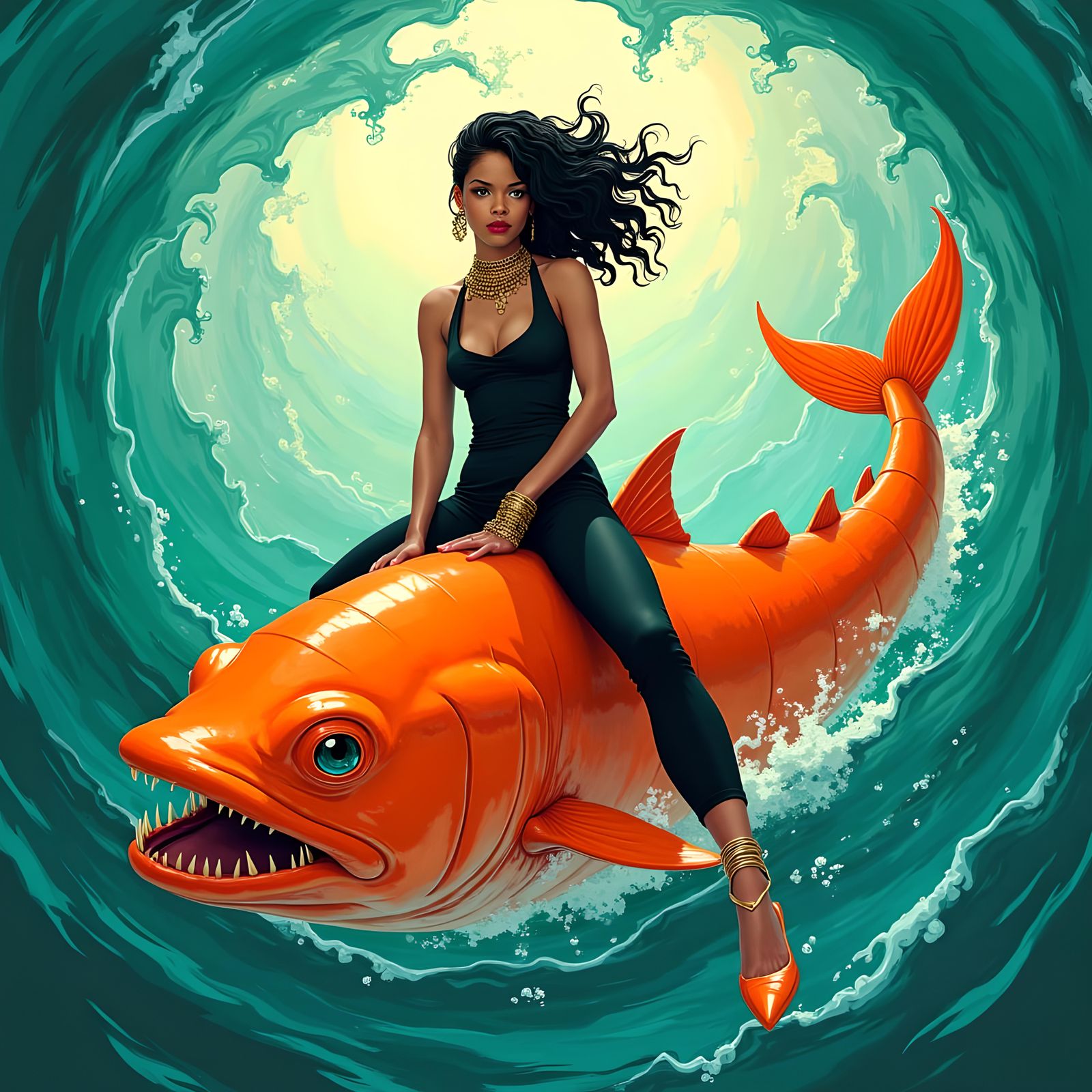 Rihanna Rides a Piranha