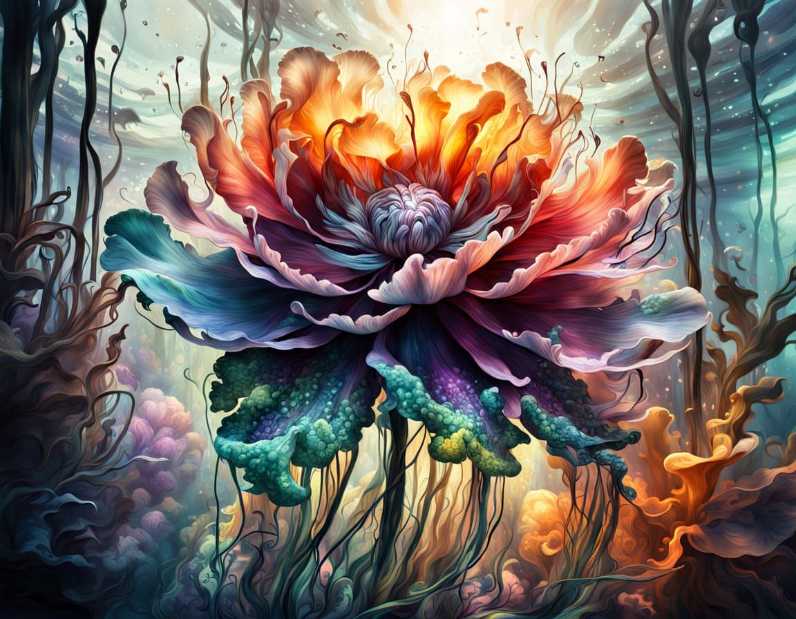 Vibrant Jellyfish Peony Ocean in HDR Masterpiece