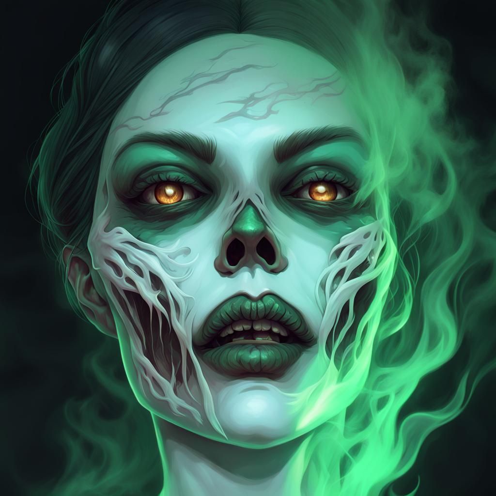 Eerie Ghoul Portrait in Surrealist Style