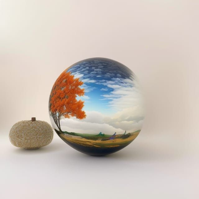 Hyperdetailed Seasons Sphere Reflecting Seasonal Change