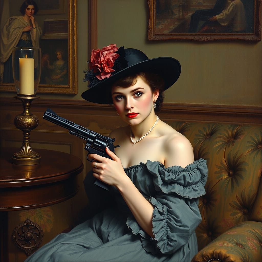 Portrait of a Daring Lady in a Luxurious Setting