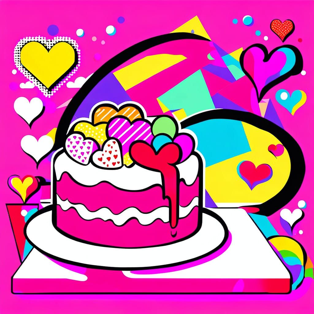 Retro Pop Art Heart Cake Still Life