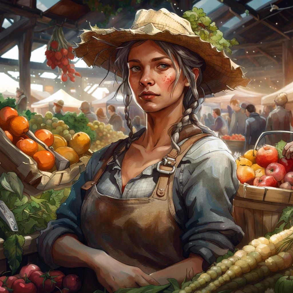 Gorgeous Farmer Girl Portrait in Fantasycore Style