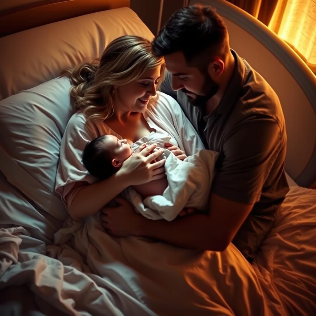 Newborn Family Portrait in Romantic Lighting