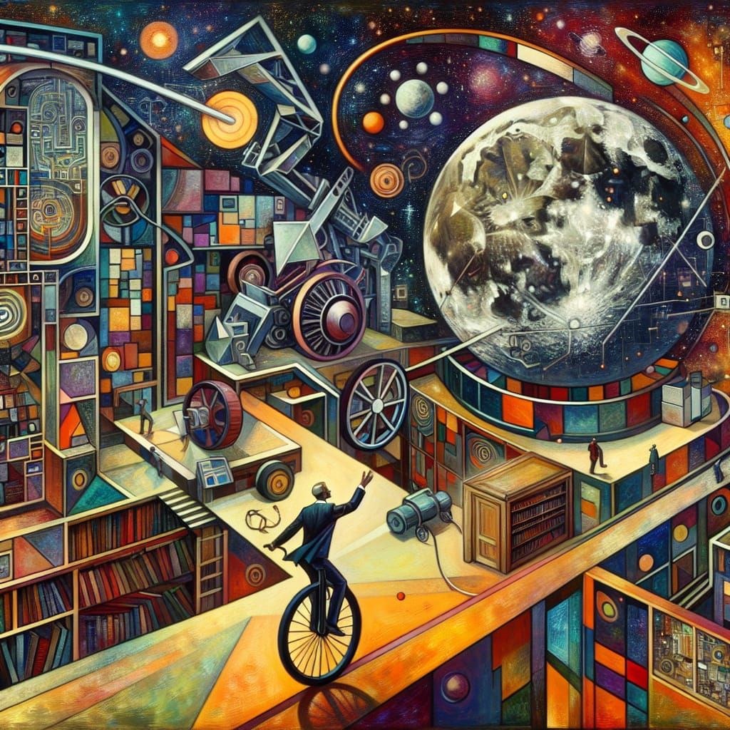 Cosmic Duality: Lunar Tech Meets Urban Aspirations