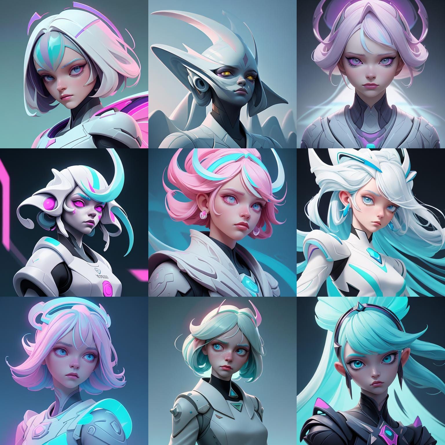 Albino Pop Artist in Futuristic Pastel Outfit