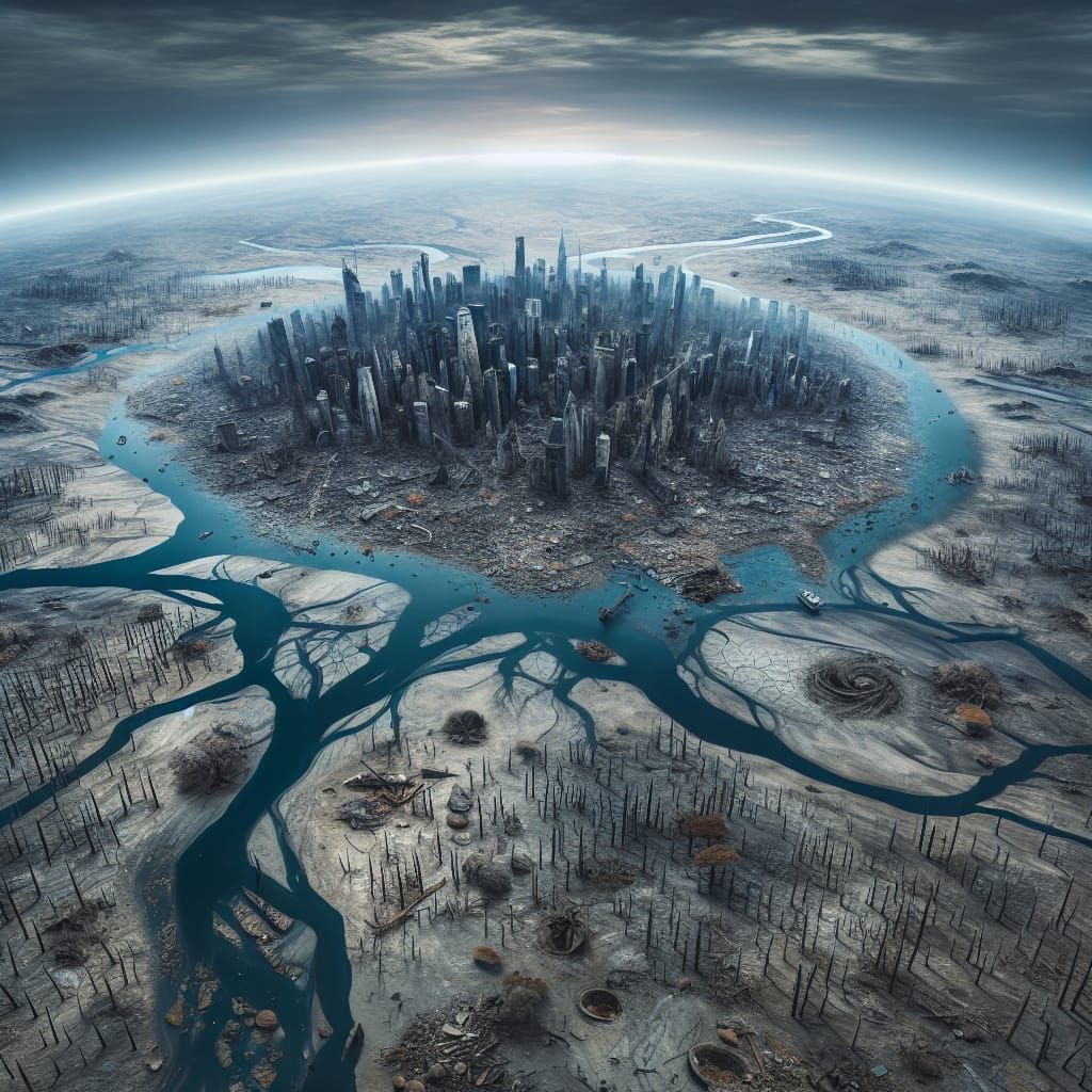 Devastated Earth: A Gloomy Bird's Eye View