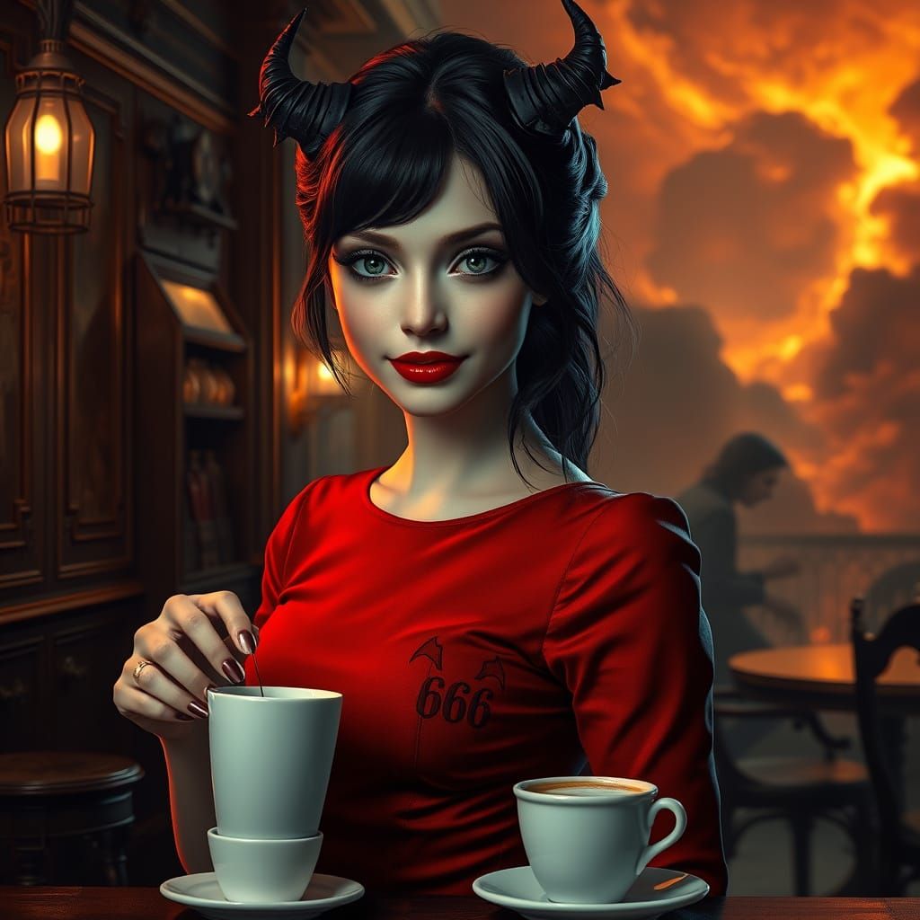Sultry Cafe Siren Serves 666 Coffees in Dark Surrealist Sett...