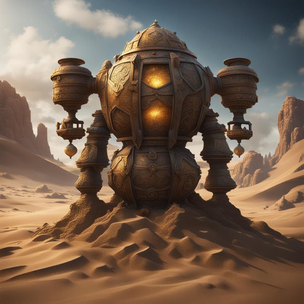 Hourglass Sand Golem in Detailed Matte Painting