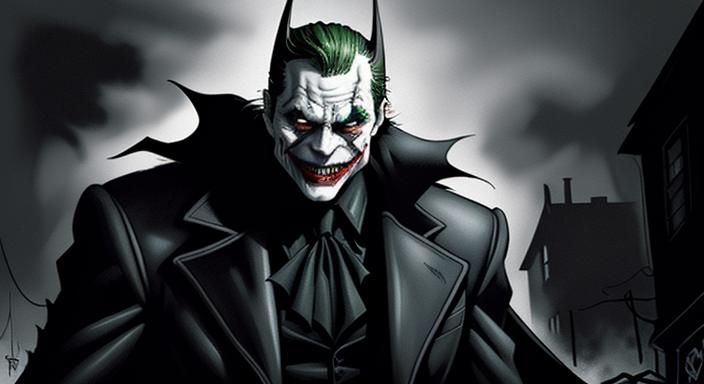 Joker and Batman in Gothic Comic Book Style