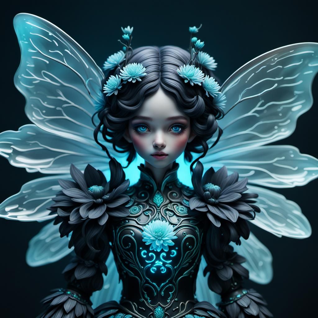 Bioluminescent Chrysanthemum Fairy Porcelain Doll