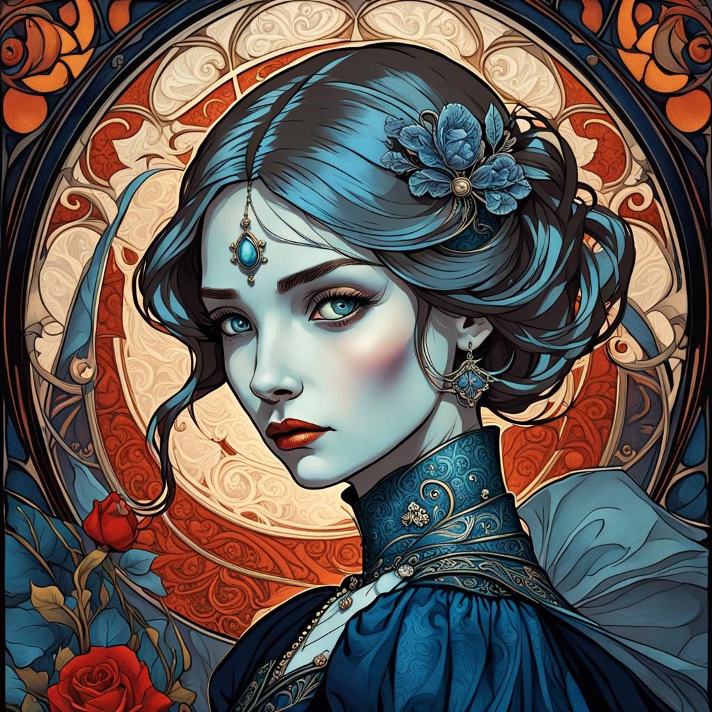 Cinderella Meets Dracula in Dark Fantasy Art Nouveau