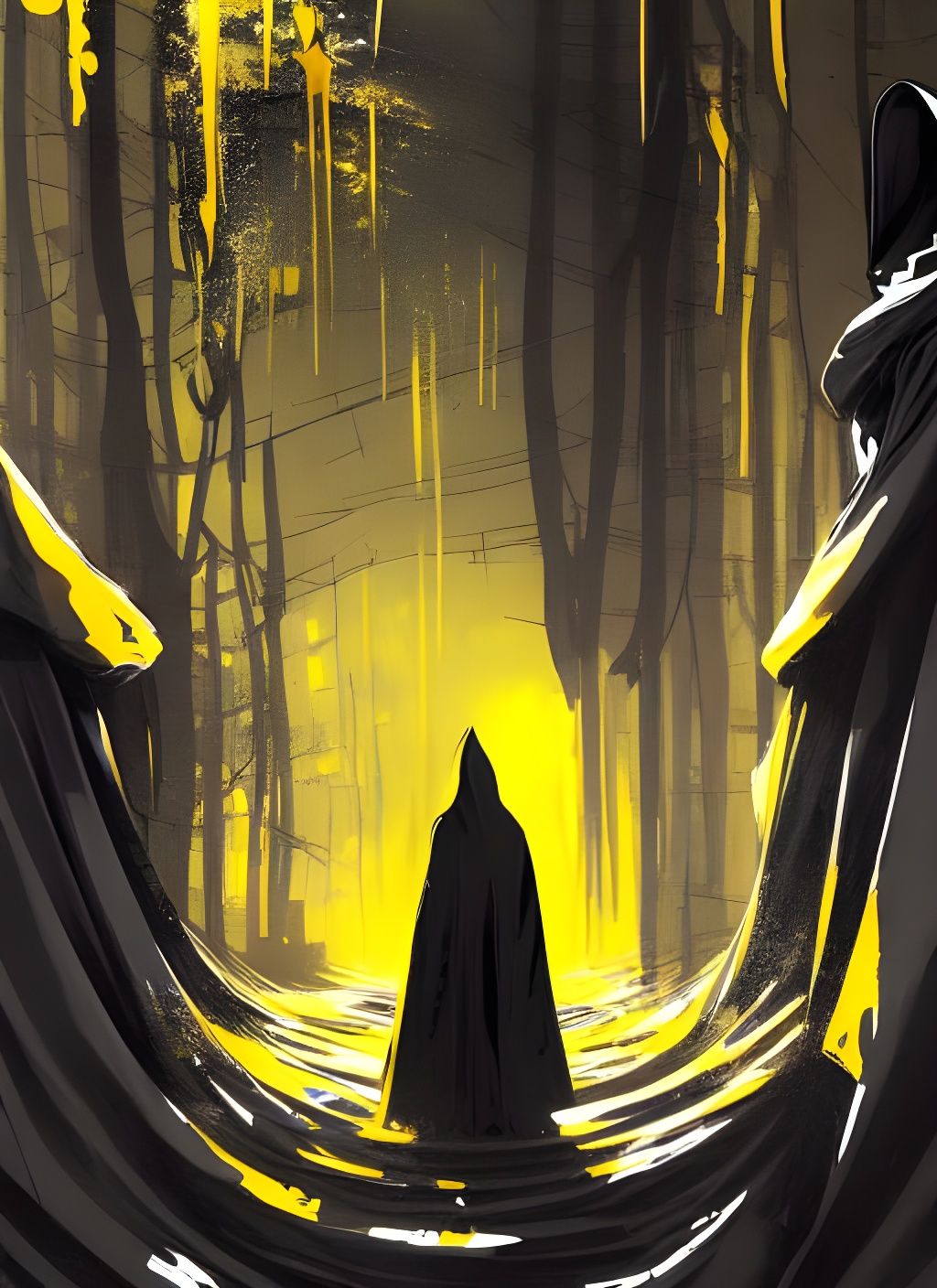 Sinister Hooded Figure in Yellow Robe
