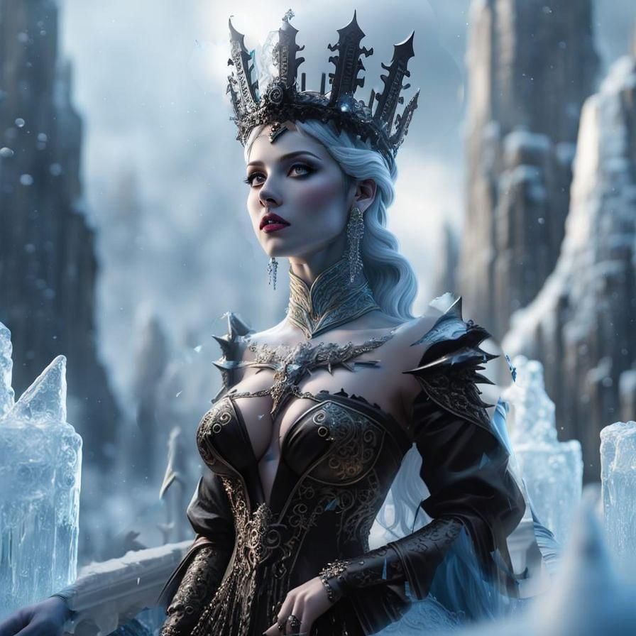 Demonic Queen with Bone Crown: Digital Matte Painting