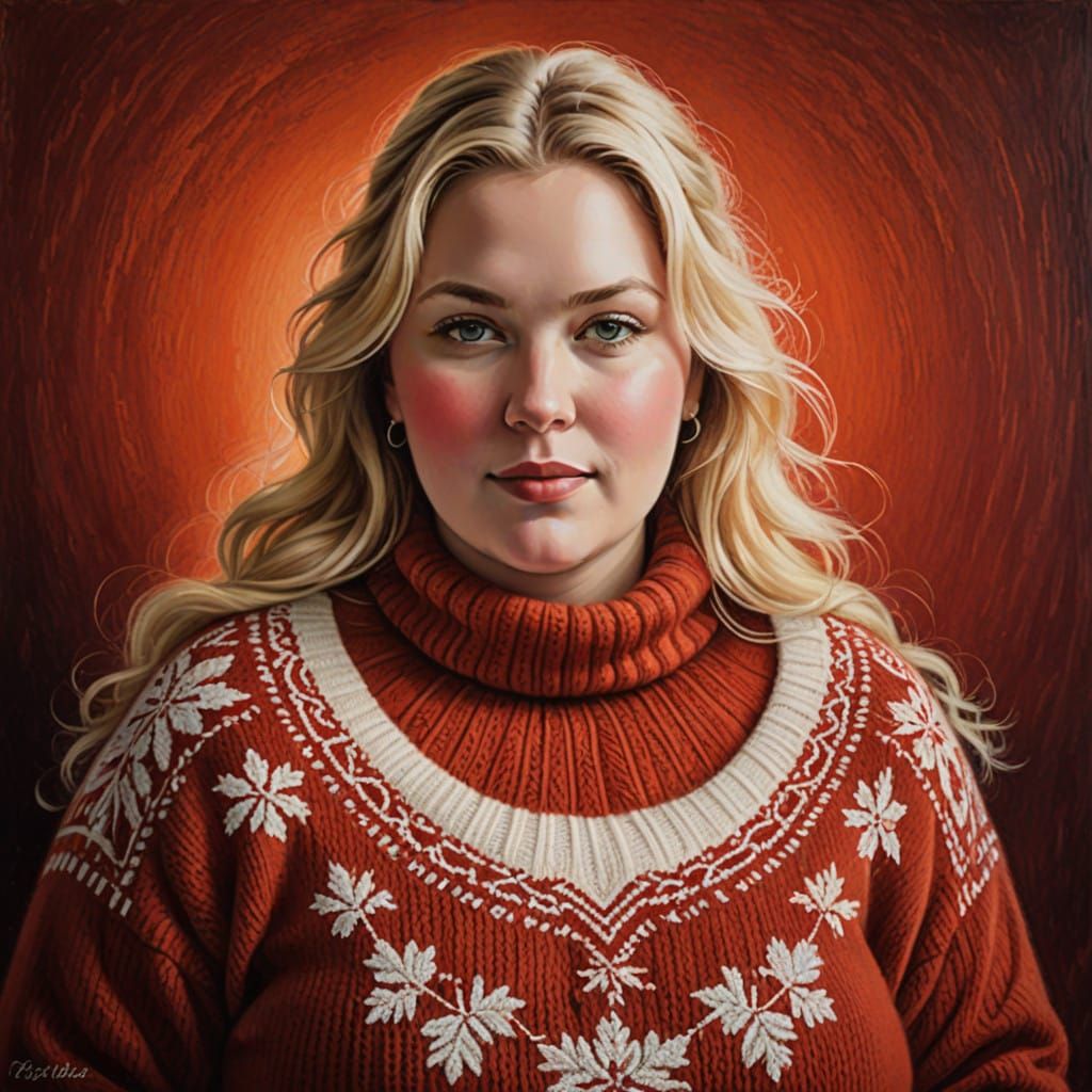 A Warm Portrait of a Plus Sized Woman in a Cozy Norwegian Kn...