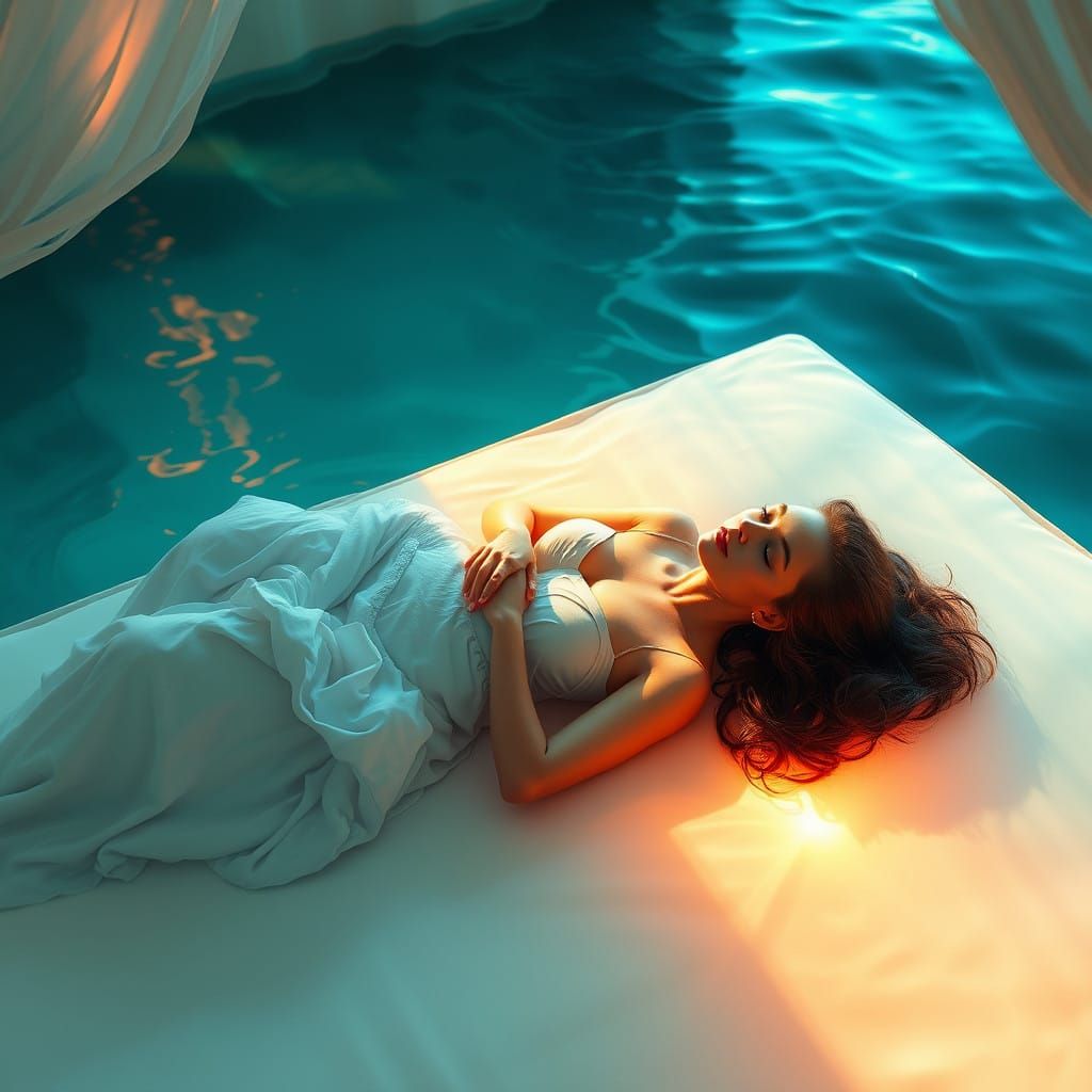 Serenity on the Ocean's Edge in Dreamlike Hyper-Realism