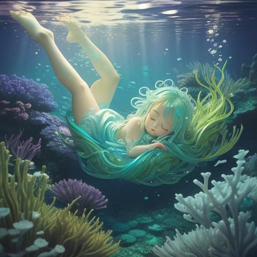 Cutepunk Baby Naiad in Underwater Garden
