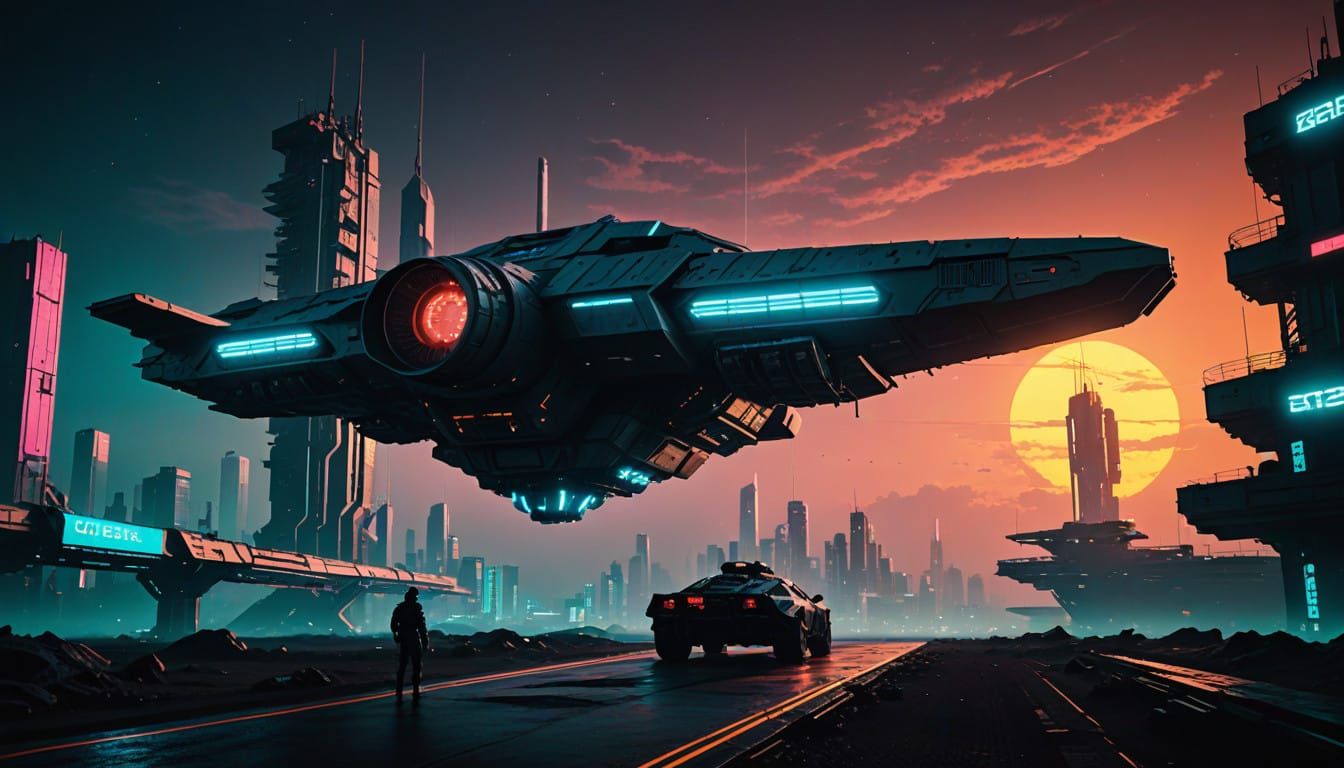 Abandoned USSR-Style Space Station in a Dark, Gloomy Cyberpu...