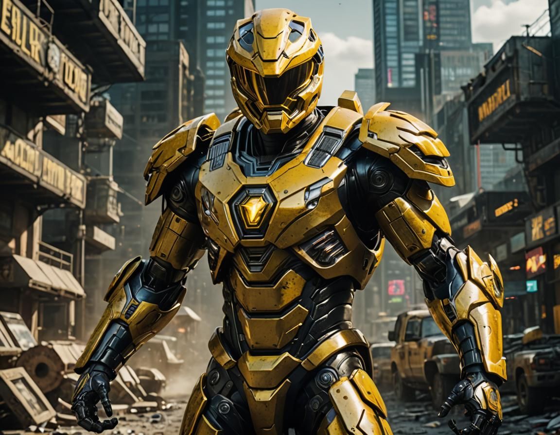 Futuristic Power Ranger with Lion Armor