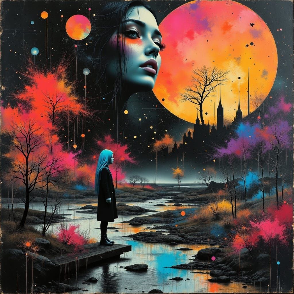 Dreamlike Surreal Landscape in Vibrant Colors