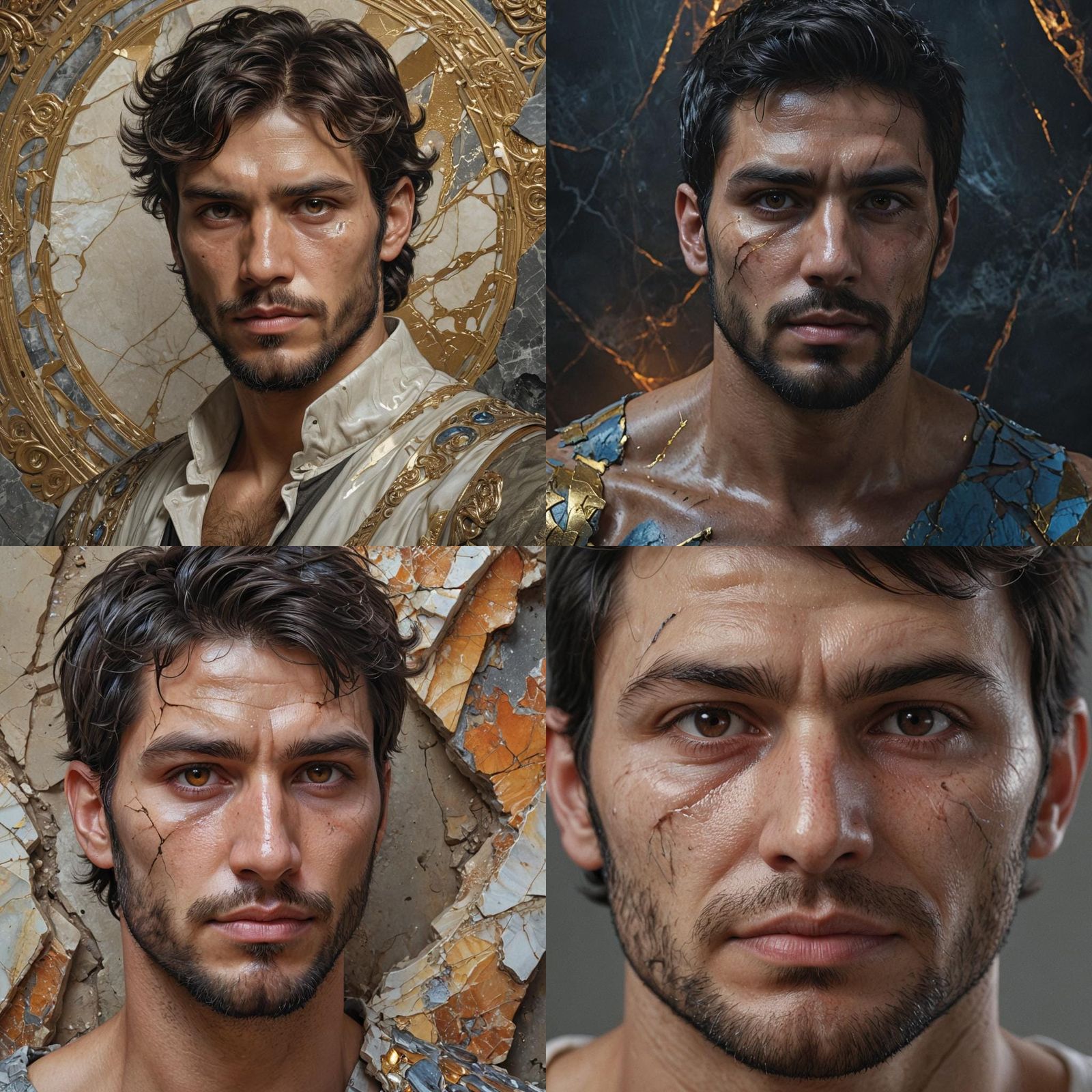 Cracked Marble Portrait with Dynamic Lighting