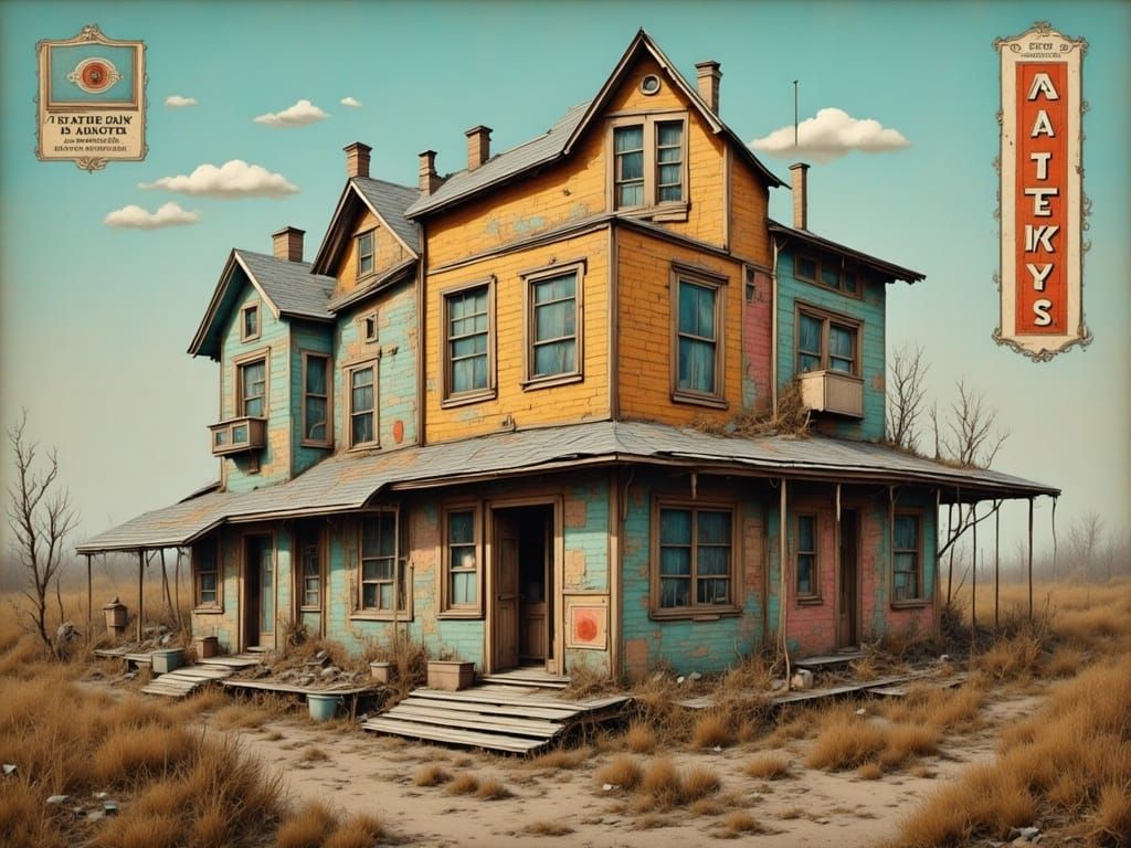 Abandoned Roadside Attraction with Dynamic Lighting