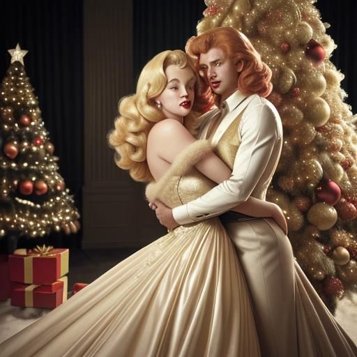 Glamorous Christmas: Two Women in a Hyperrealistic Portrait