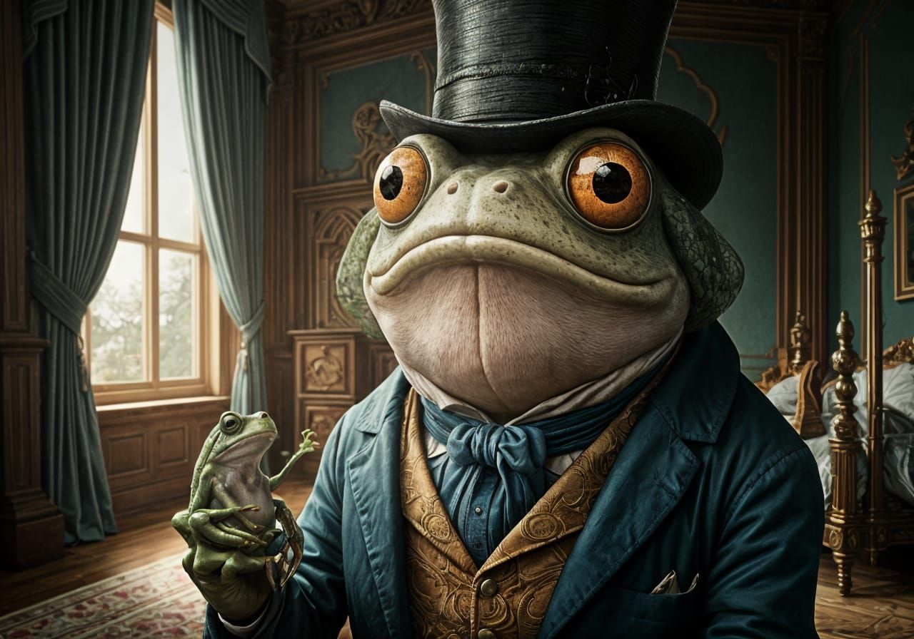 Frog-Man's Surprise: A Fairytale Illustration