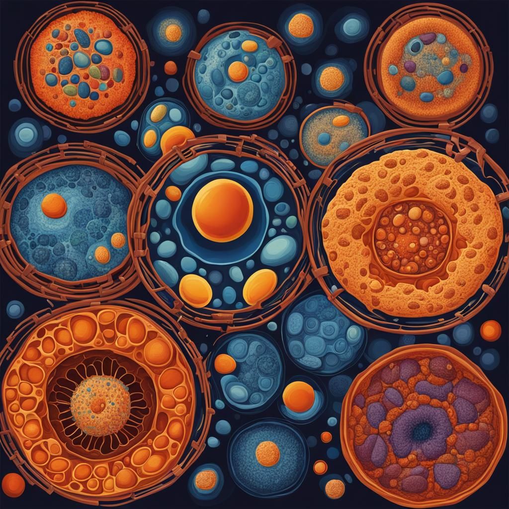 Abstract Art of Cellular Mitosis Phases