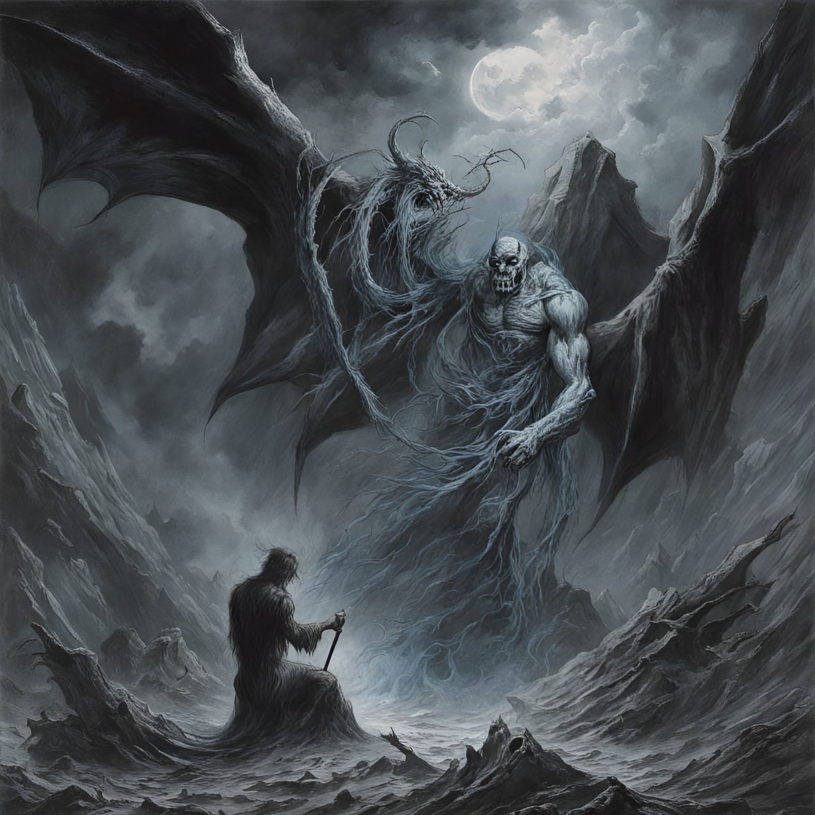 Demonic Book Cover Art in Black Metal Style